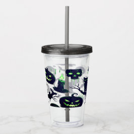 Copo De Acrílico Fantasma com Lanterna e Olhos Verdes