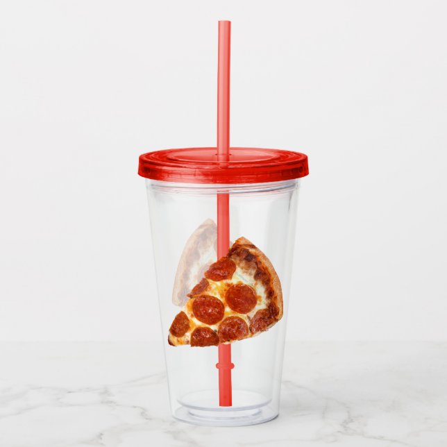 Copo De Acrílico Fatia de pizza de pepperoni clássica da SlipperyJo (Frente)