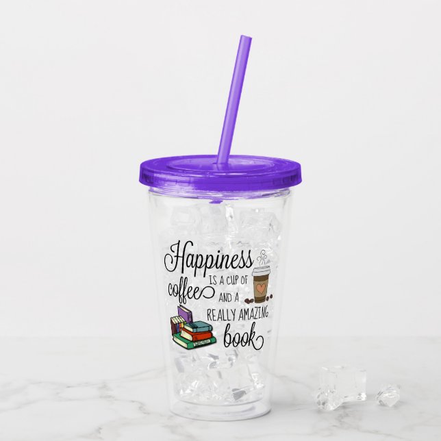 Copo De Acrílico Felicidade é uma taça de café e um livro incrível (Gelo traseiro)