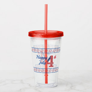 Copo De Acrílico Feliz 4 de julho de 16 de outubro. Limpar Tumbler