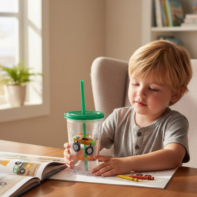 Copo De Acrílico Feliz Aniversário dos Caminhões de Automóveis Mode (Criador carregado)