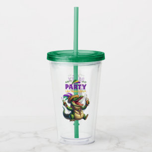 Copo De Acrílico Feliz Mardi Gras Alligator