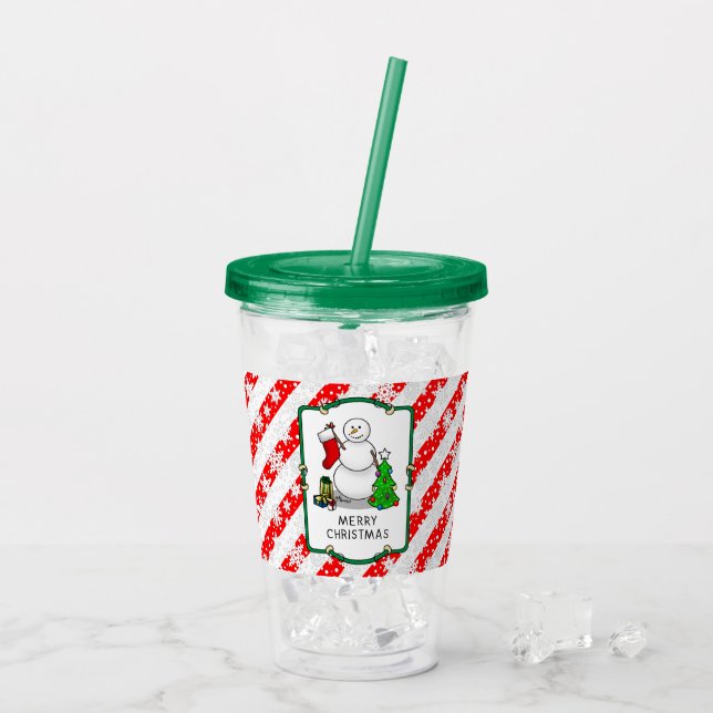 Copo De Acrílico Feliz Natal 2 Árvore de Neve (Gelo traseiro)