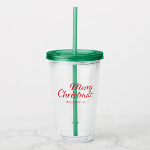 Copo De Acrílico Feliz Natal Red & Snow Nome Personalizado