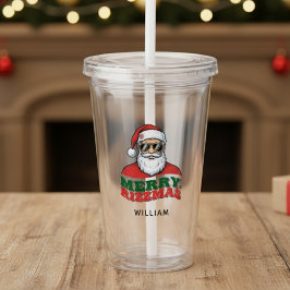 Copo De Acrílico Feliz Rizzmas Natal Retro Papai Noel Divertido