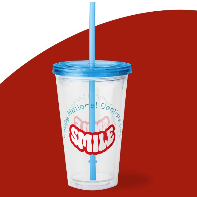 Copo De Acrílico Feliz Tumbler do Dia Nacional dos Dentistas (dentist day tumbler)