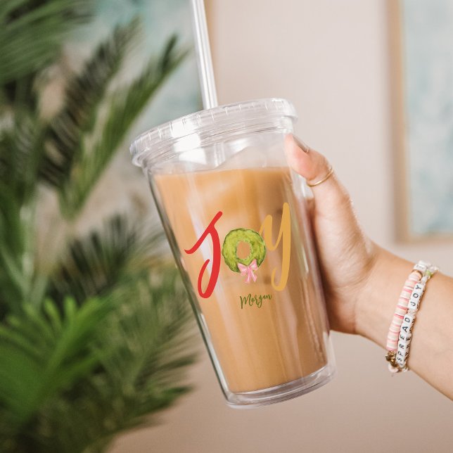 Copo De Acrílico Feriado de Natal, Joy Typografia, Feriado (Criador carregado)