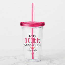 Copo De Acrílico Festa de Aniversário Personalizada para Meninas