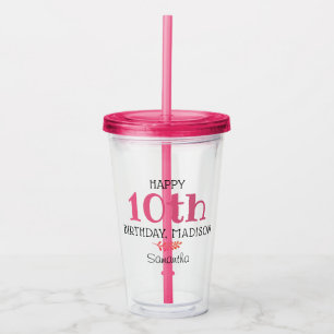 Copo De Acrílico Festa de Aniversário Personalizada para Meninas