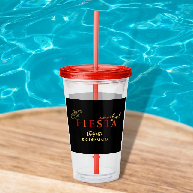 Copo De Acrílico Festa de solteira final Fiesta mexicana (final fiesta bachelorette party tumbler red and orange sombrero bachelorette party favors mexican)