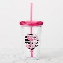 Flamingo Rosa Caprichoso Listras Pretas e Brancas