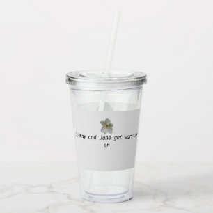 Copo De Acrílico Flor de Magnolia Branca no Tumbler acrílico