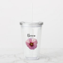 Copo De Acrílico Flor de Malva Rosa Brilhante Personalizada