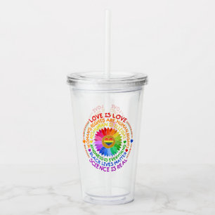 Copo De Acrílico Floral Rainbow Posição Política e Social