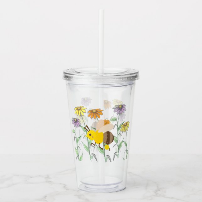 Copo De Acrílico Flores de Primavera de Mel Bonito (Frente)