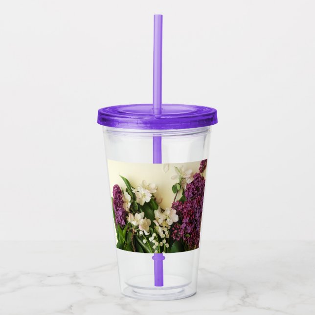 Copo De Acrílico Flores de primavera Tumbler Lilac-acrílico (Frente)