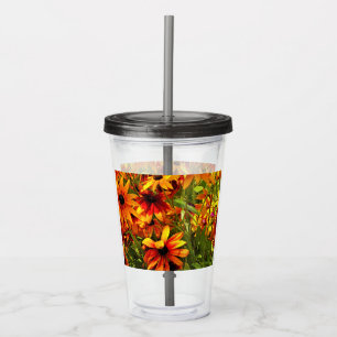 COPO DE ACRÍLICO FLORES RUDBECKIA