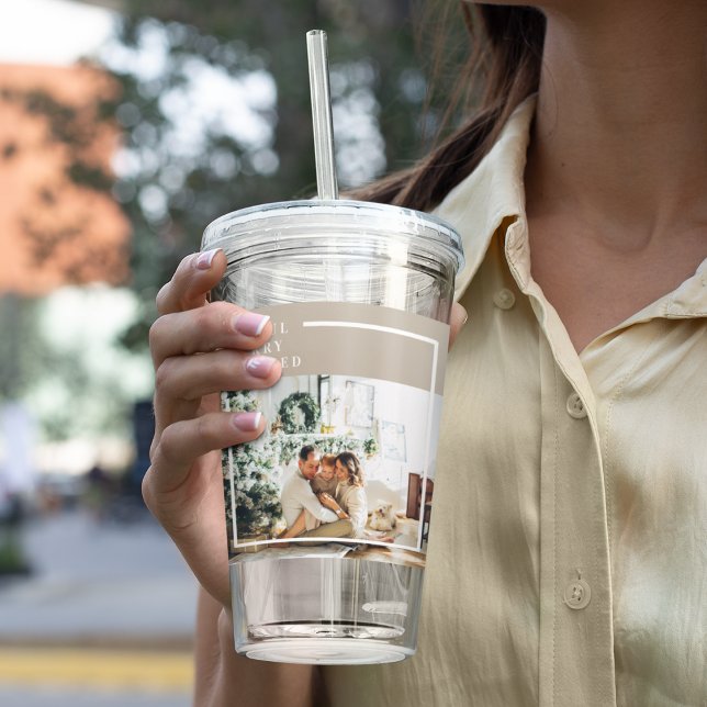 Copo De Acrílico Foto da família moderna | Feliz alegre abençoada (Criador carregado)