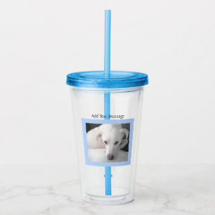 Copo De Acrílico Foto De Cão Único De Labrador Branco E Retriever