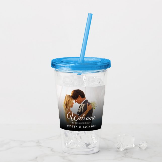 Copo De Acrílico Foto de Casamento Personalizada (Gelo traseiro)
