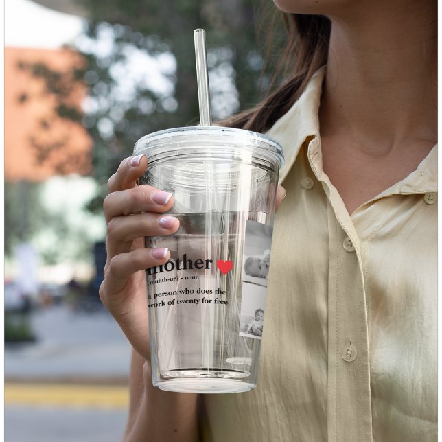 Copo De Acrílico Foto de Colagem Moderna e Texto Vermelho Doente Mã (Criador carregado)