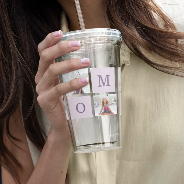 Copo De Acrílico Foto de Colagem Moderna Melhor Mãe, Presente Roxo (Criador carregado)