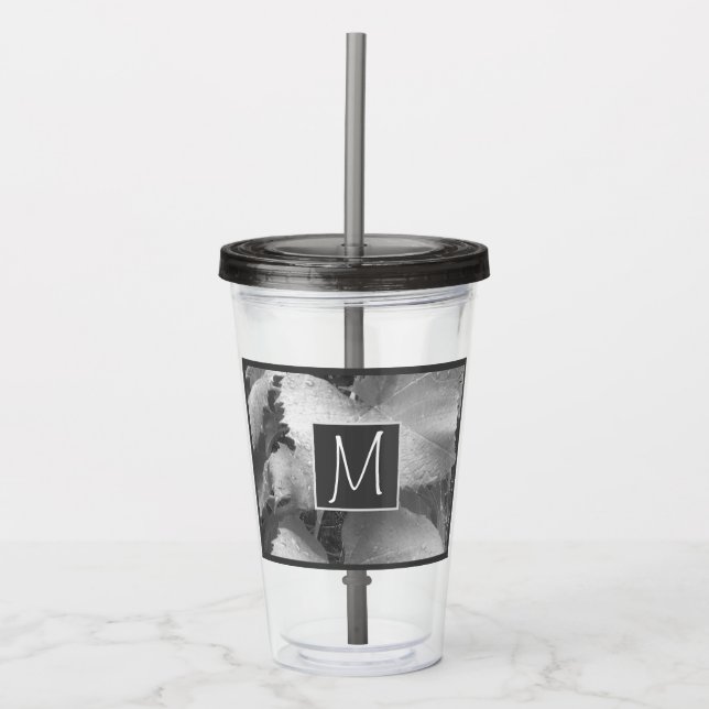 Copo De Acrílico Foto em preto e branco de fita deixa Cinza inicial (Frente)