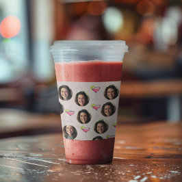 Copo De Acrílico Foto Personalizada Rosto e Coquetel | Rosa Persona