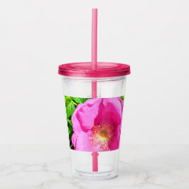 Copo De Acrílico Foto Rosa Rosa Selvagem Fidedigna no Verso da Bíbl