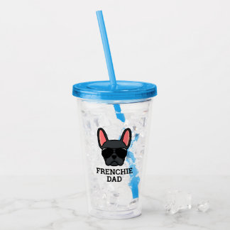 Copo De Acrílico Frenchie Dog Pai Black French Buldog