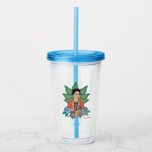 Copo De Acrílico Frida Kahlo Colorful Floral Graphic