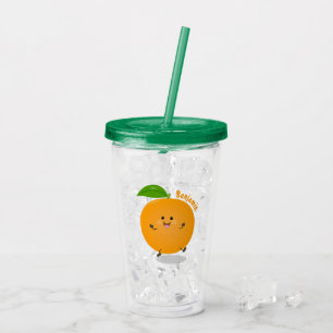 Copo De Acrílico Fruta de citrinos de laranja-dança