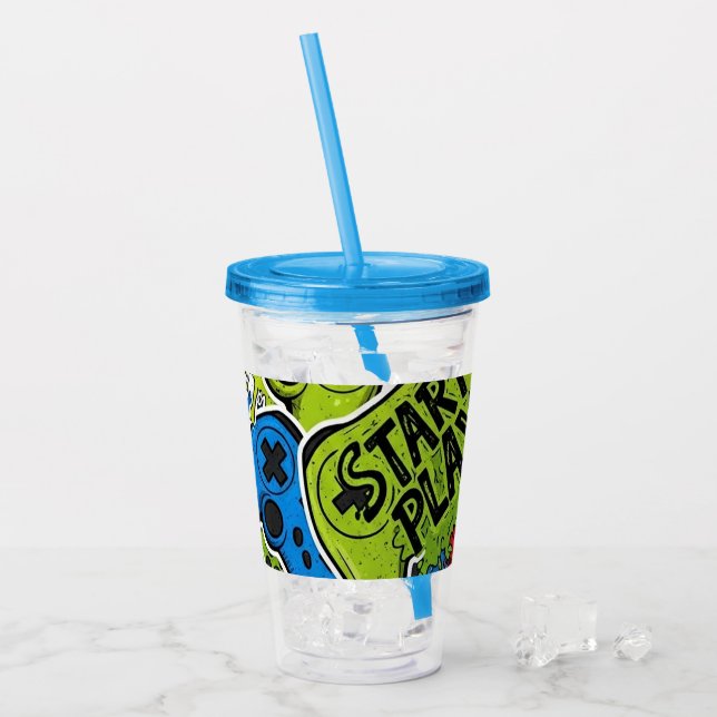 Copo De Acrílico Gamer Pattern Acrylic Tumbler (Gelo frontal)