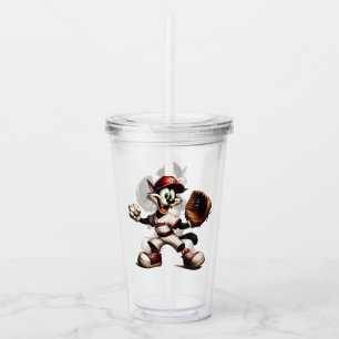 Copo De Acrílico Gatinho De Beisebol Enrola Para Cima