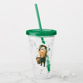 Copo De Acrílico Gato Adorável com Hen na Fazenda