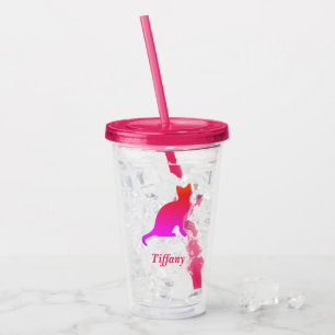 Copo De Acrílico Gato de ombre fofo personalizado