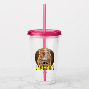 Copo De Acrílico Gato Engraçado Com Cupcake De Aniversário Derret