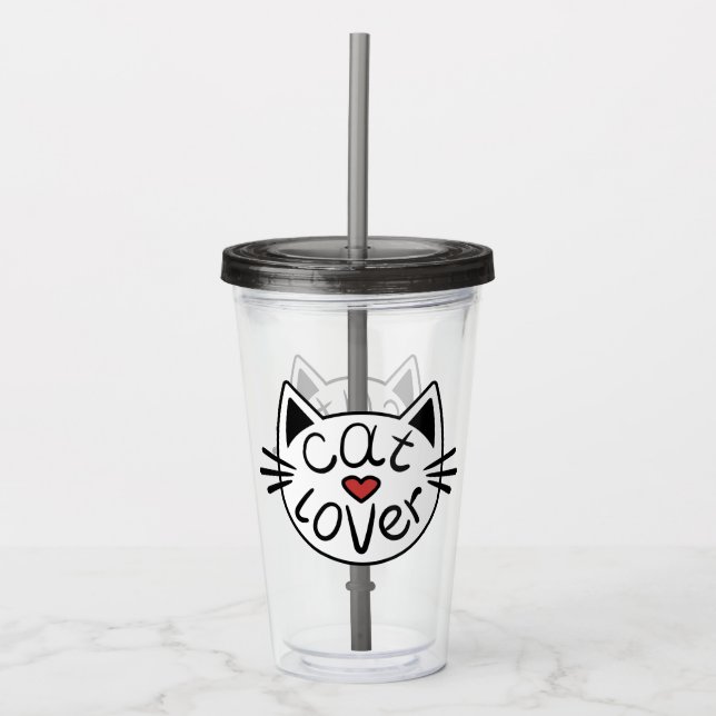 Copo De Acrílico Gato Lover Acrylic Tumbler (Frente)