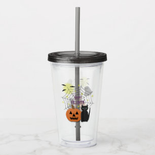 Copo De Acrílico Gato Preto e Abóbora Não Assustam Halloween