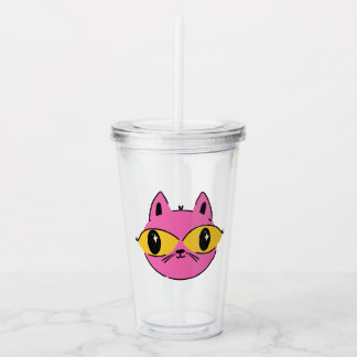 Copo De Acrílico Gato Retro