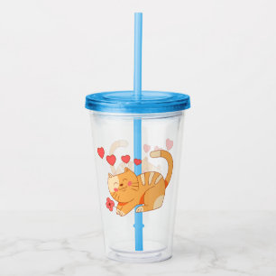 Copo De Acrílico Gelado Adorando Laranja Tabby Kitten