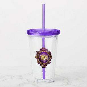 Copo De Acrílico GIGI Real Roxo e Dourado