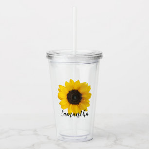 Copo De Acrílico Girassol Brilhante Tumbler acrílico personalizad