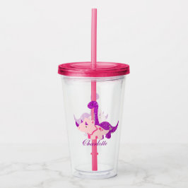 Copo De Acrílico Girly Dinosaur Glitter Personaliza Tumbler Acrílic