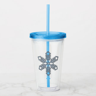 Copo De Acrílico Glitter Snowflake - Baby Blue Branches