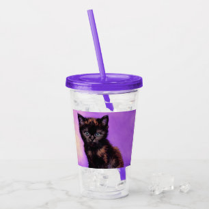 Copo De Acrílico Gogh Style Purple Cat