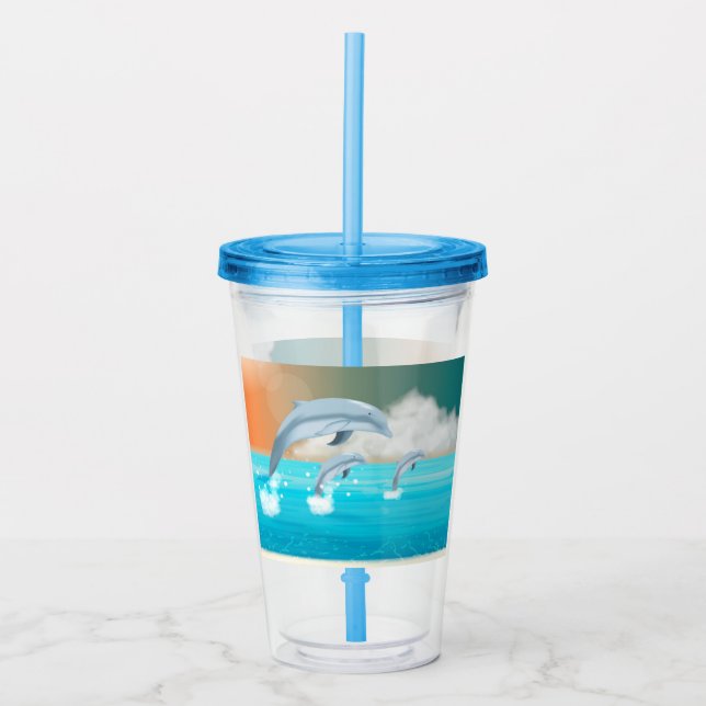 Copo De Acrílico golfinhos respirando no oceano (Frente)