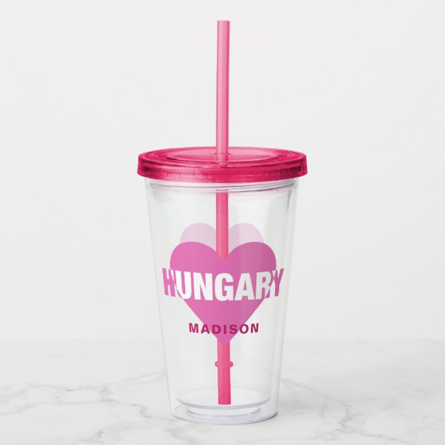 Copo De Acrílico Húngaro Love Custom Name Tumblers (Frente)