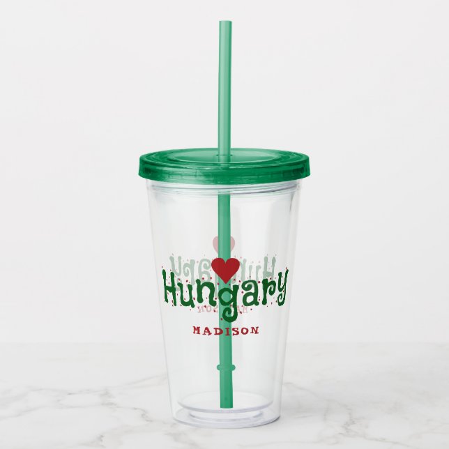 Copo De Acrílico Húngaro Love Custom Name Tumblers (Frente)