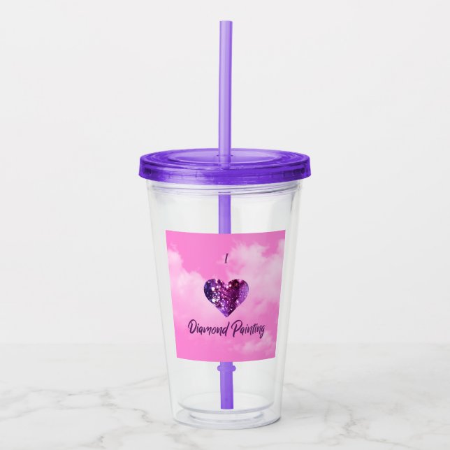 Copo De Acrílico I Heart Diamond Painting 16 Oz Tumbler (Frente)